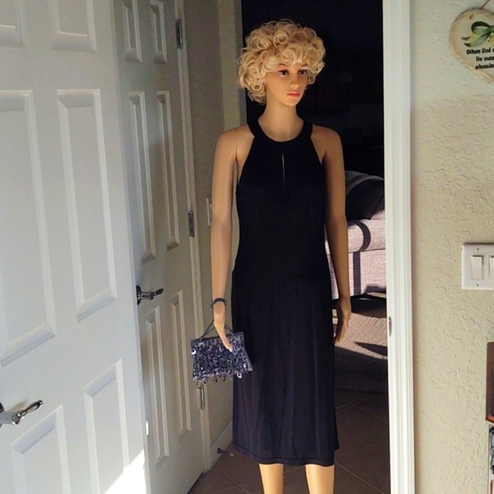Kay Unger New York Black Cut Out Evening Dress.